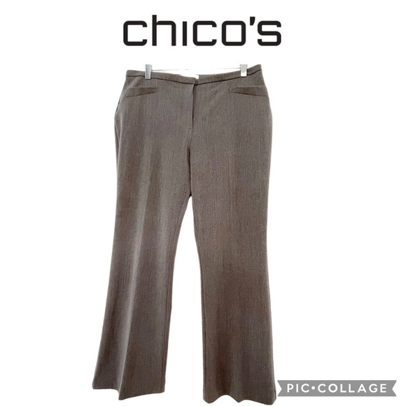 Chico’s stretch gray flat front short straight legs pants - Picture 1 of 10